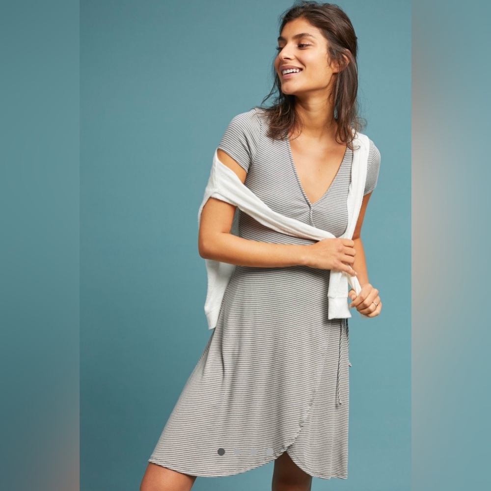 MAEVE BY ANTHROPOLOGIE Valeris Wrap Dress In Grey